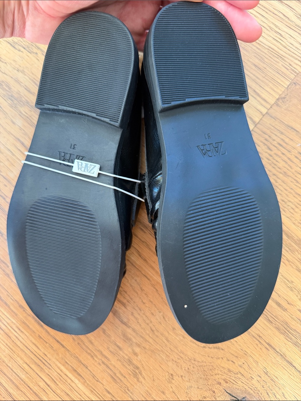 Zara Black Shiny Leather Penny Loafers - Picture 2 of 3